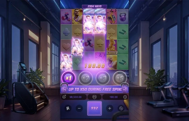Mighty Mania — laimests bāzes režīmā ar izceltu līniju